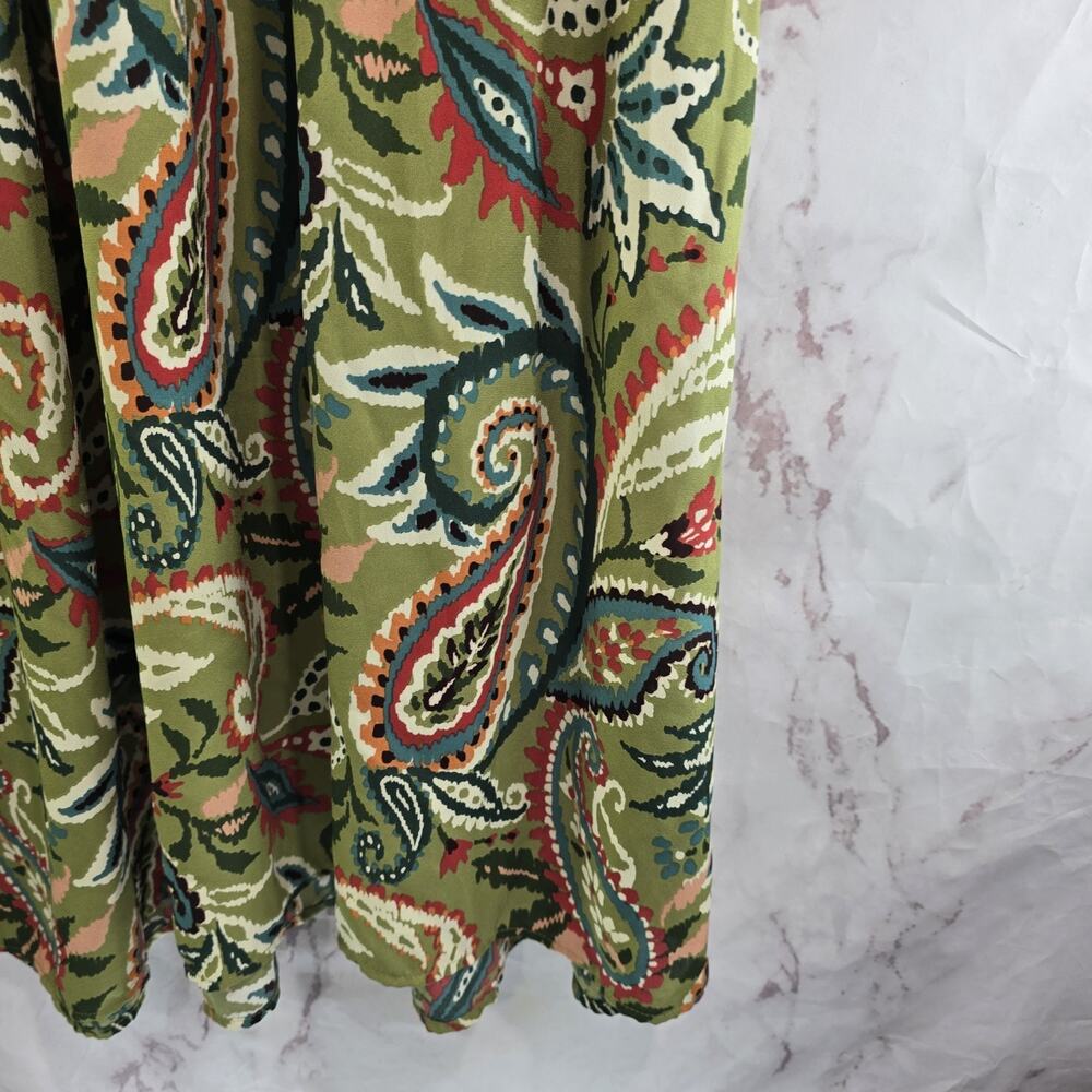 Belle By Kim Gravel Dress Womens 2X P Green Paisley Boho V Neck Balloon Sleeve - Picture 5 of 11